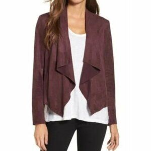 Kut from the Kloth Faux Suede Drape Front Jacket Cardigan Burgundy Like-New - M